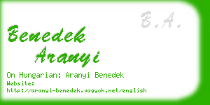 benedek aranyi business card